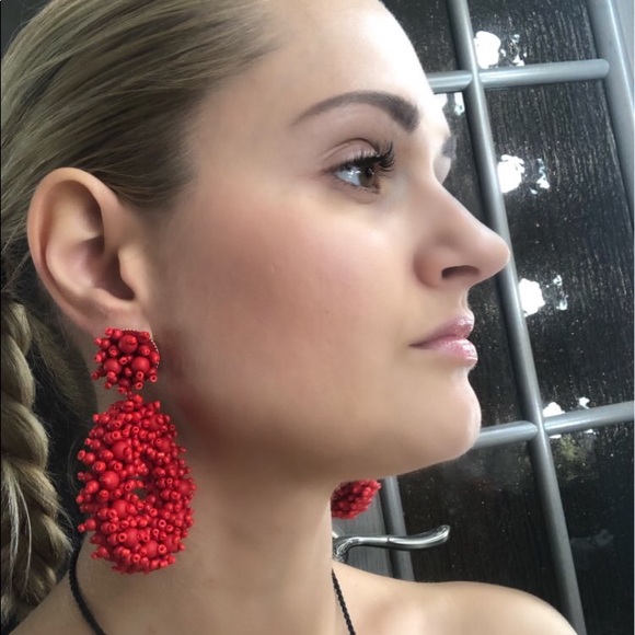 Beaded teardrop earrings - Picture 2 of 4